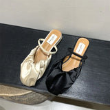 Purpdrank  Shoes Slippers Soft Cover Toe Flock Low Luxury Slides Square heel Slipers Women Comfort Designer Block 2025 Flat Rome Mary Janes