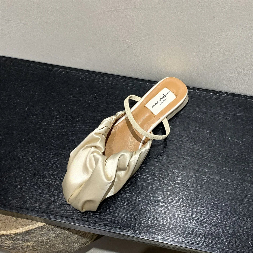 Purpdrank  Shoes Slippers Soft Cover Toe Flock Low Luxury Slides Square heel Slipers Women Comfort Designer Block 2025 Flat Rome Mary Janes