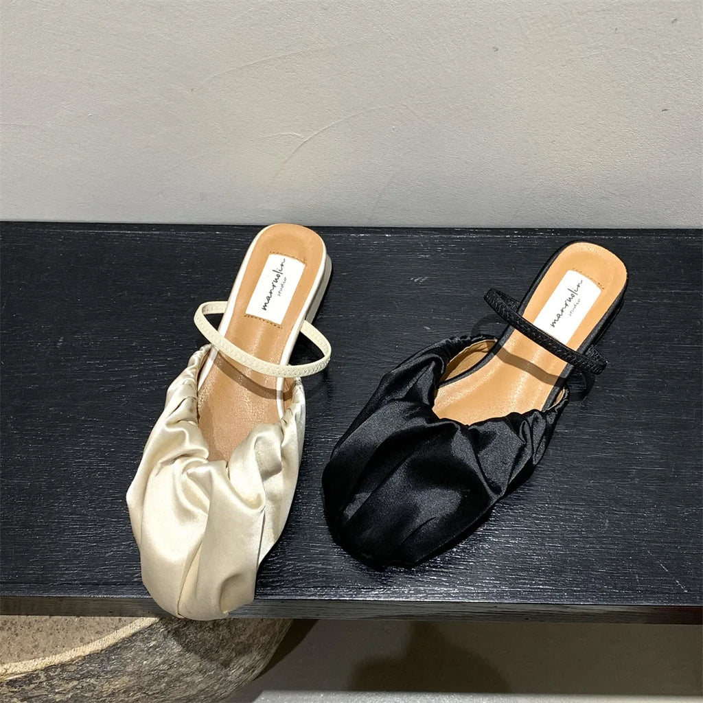 Purpdrank  Shoes Slippers Soft Cover Toe Flock Low Luxury Slides Square heel Slipers Women Comfort Designer Block 2025 Flat Rome Mary Janes