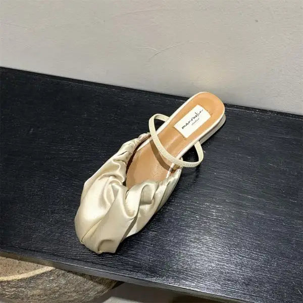 Purpdrank  Shoes Slippers Soft Cover Toe Flock Low Luxury Slides Square heel Slipers Women Comfort Designer Block 2025 Flat Rome Mary Janes