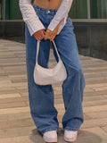 Purpdrank Chic Womens High Waist Wide Leg Denim Pants - Casual, Baggy & Y2K Inspired - Comfortable, Fashion-Forward Style - Premium Jeans for Trendy Girls