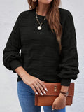 Solid Color Crew Neck Sweater, Casual Long Sleeve Sweater For Fall & Winter, Women's Clothing