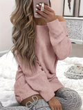 Criss Cross Backless Dress, Casual Solid Long Sleeve Mini Dress, Women's Clothing