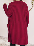 Purpdrank Cozy Plus Size Solid Color Open Front Cardigan - Soft, Long Sleeve, Dual Pockets, Casual, Fall Essential - Women's Comfortable Plus Size Clothing for Everyday Wear
