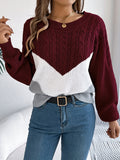 Cozy Cable Knit Crew Neck Sweater - Women's Casual Long Sleeve Pullover Sweater for Everyday Wear - Soft, Warm, and Comfortable Clothing for Winter