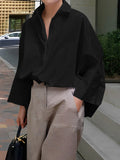 Purpdrank - Long Sleeves Loose Solid Color Lapel Collar Blouses&Shirts Tops
