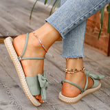 Purpdrank Casual Lightweight Slide Sandals - Women's Bowknot Decor Open Toe Flat Summer Shoes