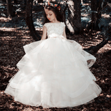 Purpdrank - Elegant Flower Girl Dresses Champagne Lace Appliqué Sleeveless Cascading Kids Pageant Gowns For Weddings First Communion Dresses