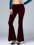 Purpdrank - Women Pants Y2k Velvet Flares High Waist Flare Pant Spring Summer Festival Clothes Stretchy Trousers Hippie Boho Tight Bottoms