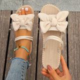 Purpdrank Casual Lightweight Slide Sandals - Women's Bowknot Decor Open Toe Flat Summer Shoes
