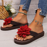 Purpdrank [Satin Flower Flat Sandals] Women's Satin Flower Flat Sandals, Stylish & Lightweight Open Toe Non-Slip Beach Flip Flops, Casual Summer Slides