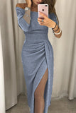 Sexy Print Patchwork Slit Off the Shoulder Dresses(6 Colors)