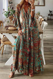 College Vacation Floral Patchwork V Neck A Line Dresses(6 Colors)
