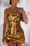Sexy Party Solid Patchwork Strapless Dresses