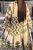 Casual College Geometric Printing Contrast Shirt Collar A Line Dresses