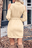 Sexy Solid Bandage Turtleneck Long Sleeve Dresses