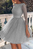 Elegant Solid Lace O Neck A Line Dresses(3 Colors)
