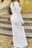 Sexy Solid Slit Fold V Neck Irregular Dress Dresses