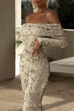 Purpdrank - Sexy Formal Solid Sequins Off the Shoulder Evening Dress Dresses