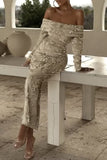 Purpdrank - Sexy Formal Solid Sequins Off the Shoulder Evening Dress Dresses