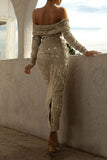 Purpdrank - Sexy Formal Solid Sequins Off the Shoulder Evening Dress Dresses