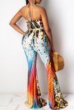 Purpdrank - Sexy Print Bandage Patchwork Halter Regular Jumpsuits