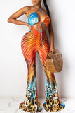 Purpdrank - Sexy Print Bandage Patchwork Halter Regular Jumpsuits