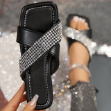 Purpdrank - Casual Patchwork Rhinestone Square Comfortable Out Door Shoes
