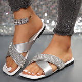 Purpdrank - Casual Patchwork Rhinestone Square Comfortable Out Door Shoes