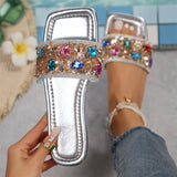 Purpdrank - Casual Patchwork Rhinestone Square Comfortable Shoes