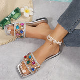 Purpdrank - Casual Patchwork Rhinestone Square Comfortable Shoes