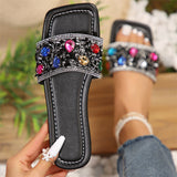 Purpdrank - Casual Patchwork Rhinestone Square Comfortable Shoes
