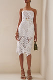 Sexy Casual Solid Backless With Belt Strapless Wrapped Skirt Dresses