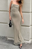 Purpdrank - Sexy Solid Sequins Backless Sequined Square Collar Sling Dresses
