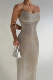 Purpdrank - Sexy Solid Sequins Backless Sequined Square Collar Sling Dresses