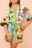 Purpdrank - Casual Vintage Floral Frenulum Shirt Collar Printed Dresses