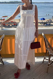 Purpdrank - Sexy Vacation Solid Buckle Fold Square Collar Waist Skirt Dresses
