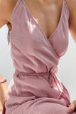Purpdrank - Sexy Casual Simplicity Solid Frenulum Slit V Neck Sling Dresses