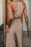 Purpdrank - Casual British Style Solid Pocket Zipper Halter Jumpsuits