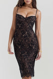Purpdrank - Sexy Party Solid Lace V Neck Wrapped Skirt Dresses