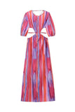 Sexy Gradient Color Lace Up Backless Contrast O Neck One Step Skirt Dresses