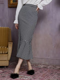 Vibrant Houndstooth Mermaid Skirt - Bodycon Slim Fit, Maxi Length, Casual Chic, Spring & Fall Essential, Womens Clothing for Confident Ladies