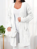 Cozy Long Sleeve Open Front Cardigan - Soft Dual Pockets, Fall Winter Essential, Women's Warm Clothing for Cold Weather, Great for Outdoor Activities and Daily Wear