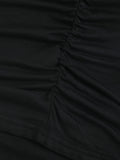Elegant Women's Long Sleeve Solid Surplice Neck T-Shirt for Spring & Fall, Ruched Top Clothing