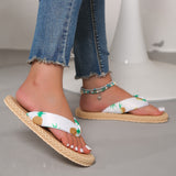 Purpdrank Women's Flower Pattern Flip Flops, Casual Clip Toe Summer Shoes, Lightweight Beach Shoes