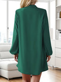 Effortlessly Chic Solid Color V-Neck Dress - Long Sleeve, Loose Fit for Spring & Fall - Stylish Womens Wardrobe Essential