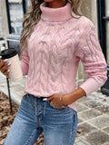 Cozy Cable Knit Turtle Neck Sweater - Women's Elegant Long Sleeve Pullovers for Fall & Winter - Soft, Warm, and Chic Clothing for Ladies