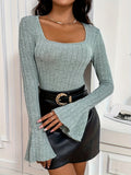 Long Sleeve Festive Mid-East Style Women's Sweater, Ribbed, Solid Color, V-Neck, Knit, Fall/Winter Collection, Tom's Ey082637