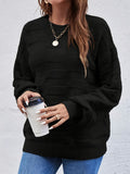 Solid Color Crew Neck Sweater, Casual Long Sleeve Sweater For Fall & Winter, Women's Clothing