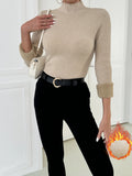 Womens Cozy Fleece Mock Neck Sweater - Long Sleeve Thermal Pullover, Stylish & Warm, Perfect for Casual Winter Days - A Versatile Elegant Wardrobe Essential